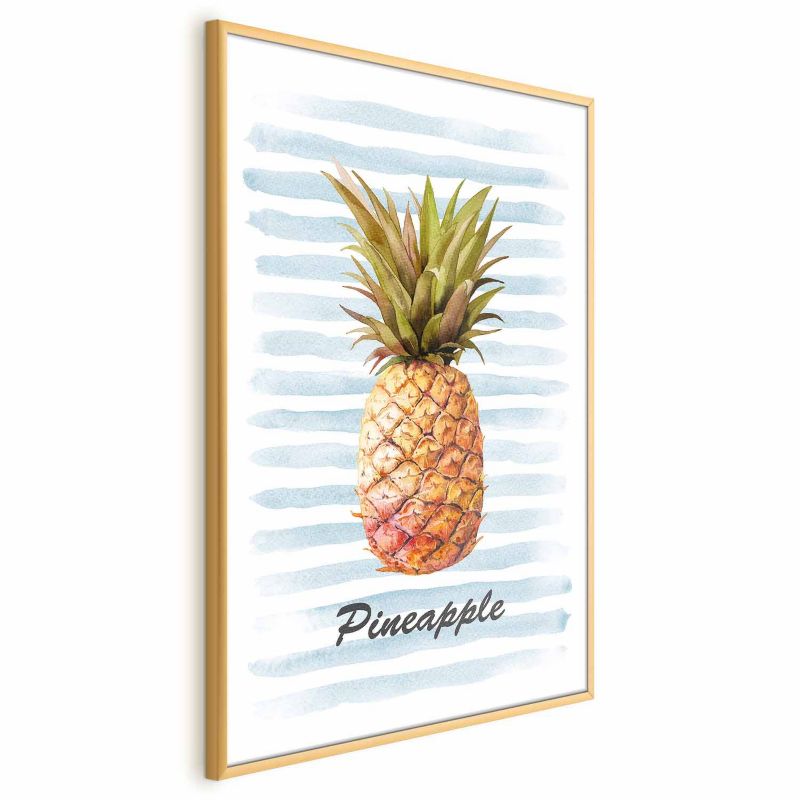 Plakat Artgeist Ananas i paski 40x60 cm z ramą złotą 1 szt