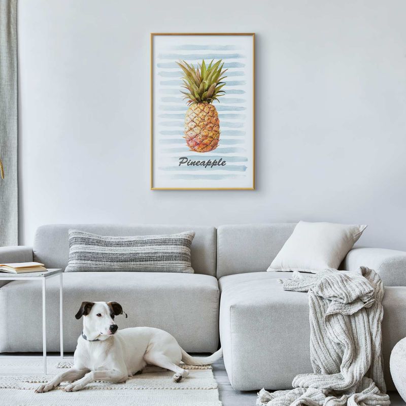 Plakat Artgeist Ananas i paski 60x90 cm z ramą złotą 1 szt