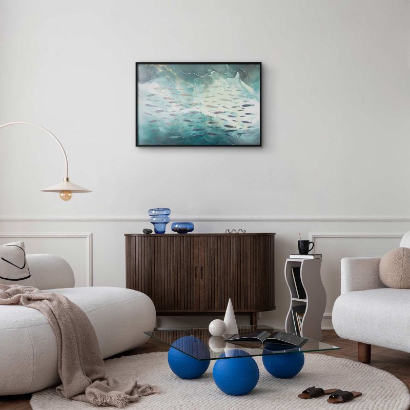 Plakat Artgeist Ławica ryb 30x21 cm z ramą czarną 1 szt