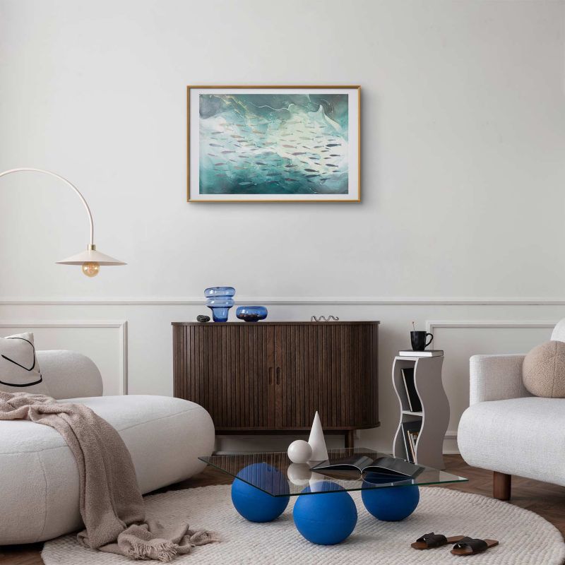Plakat Artgeist Ławica ryb 60x40 cm z ramą złotą 1 szt