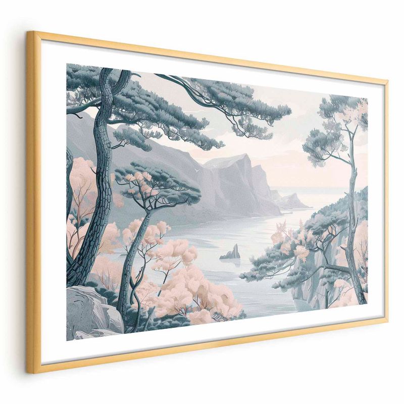 Plakat Artgeist Błękitne wybrzeże 60x40 cm z ramą złotą 1 szt