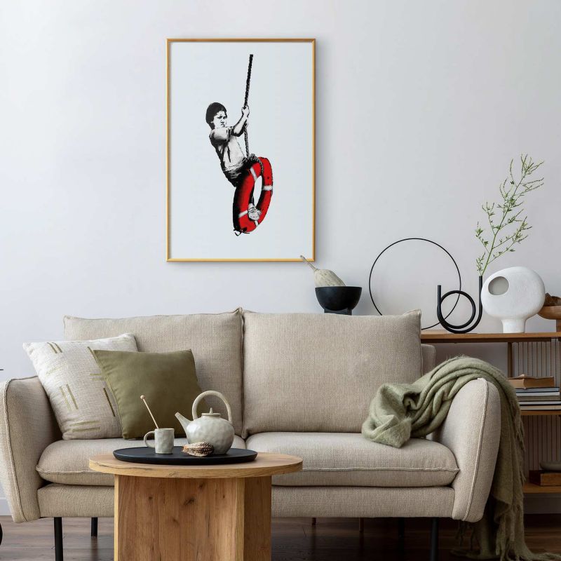 Plakat Artgeist Banksy: Chłopiec 29,7x42 cm z ramą złotą 1 szt