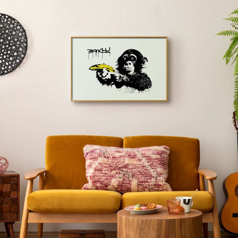Plakat Artgeist Banksy: Małpa 30x21 cm z ramą złotą 1 szt