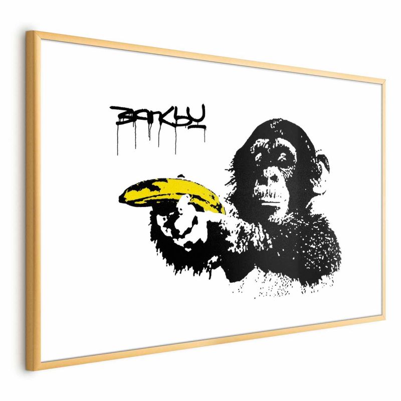 Plakat Artgeist Banksy: Małpa 60x40 cm z ramą złotą 1 szt