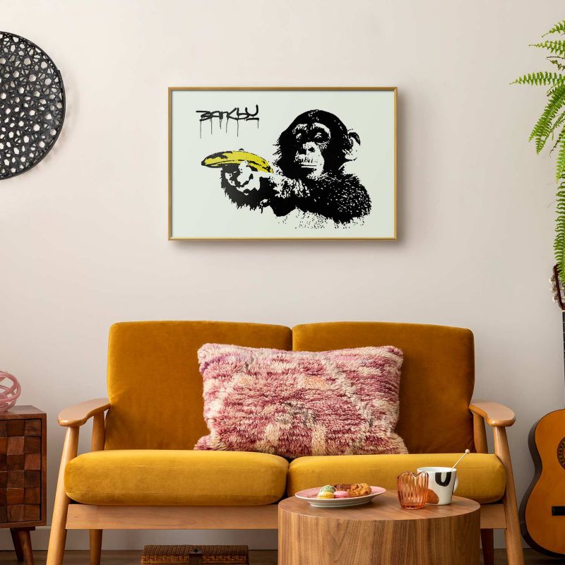 Plakat Artgeist Banksy: Małpa 90x60 cm z ramą złotą 1 szt