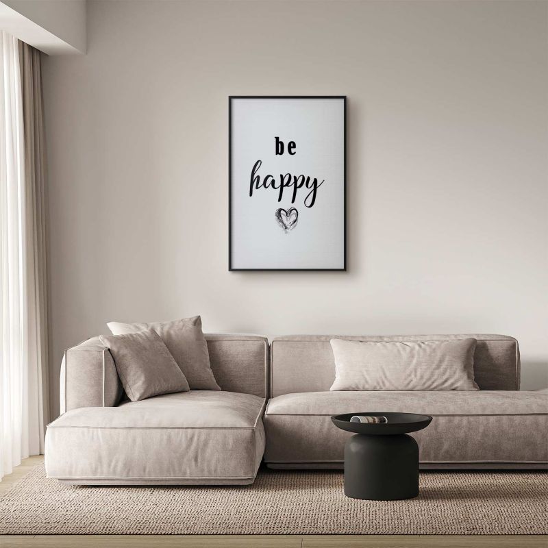 Plakat Artgeist Be happy 21x30 cm z ramą czarną 1 szt