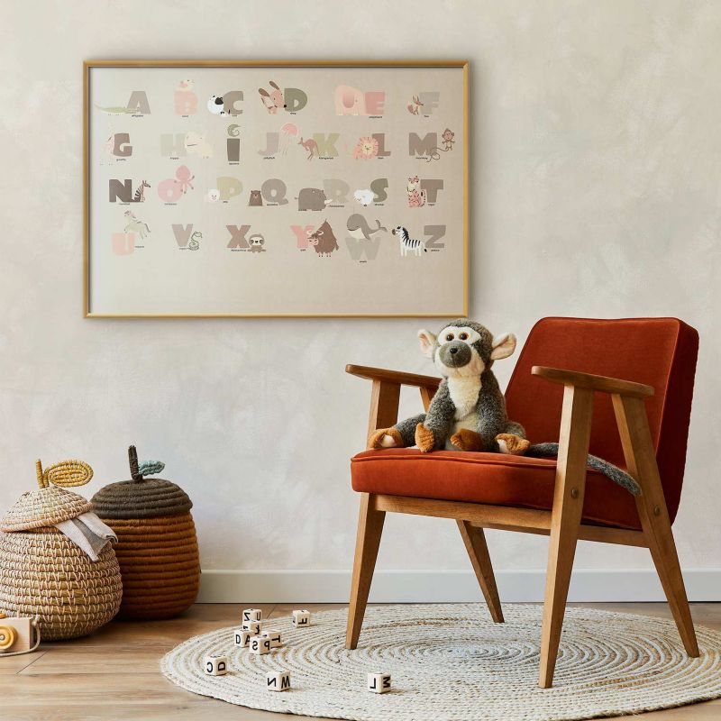 Plakat Artgeist Beżowe abecadło 90x60 cm z ramą złotą 1 szt