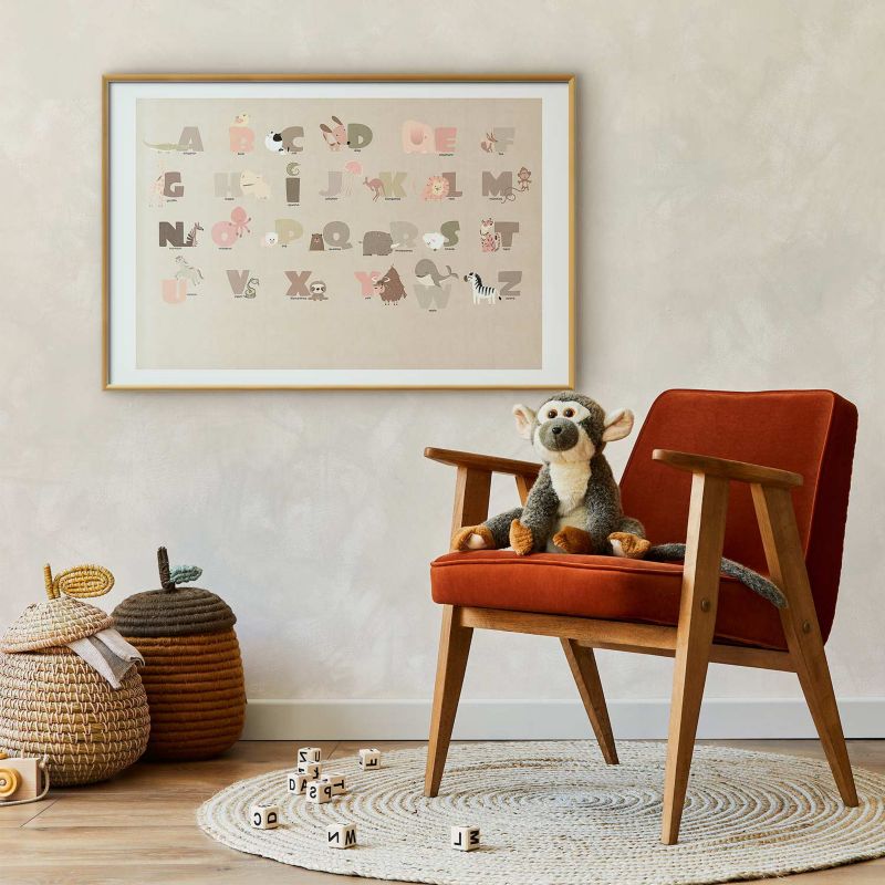 Plakat Artgeist Beżowe abecadło 90x60 cm z ramą złotą 1 szt