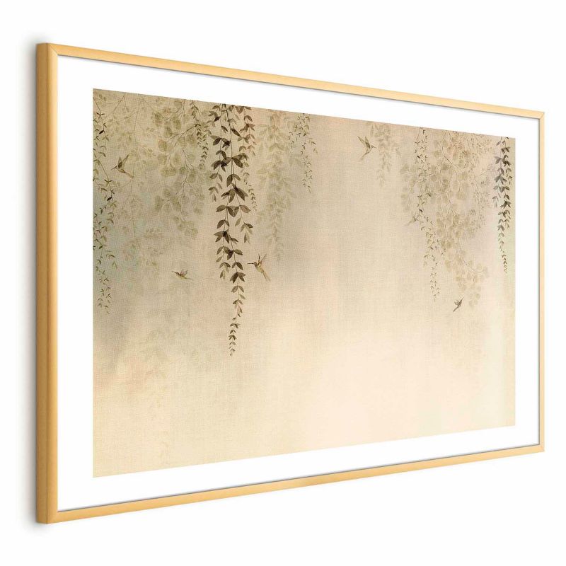 Plakat Artgeist Beżowe koliberki 42x29,7 cm z ramą złotą 1 szt