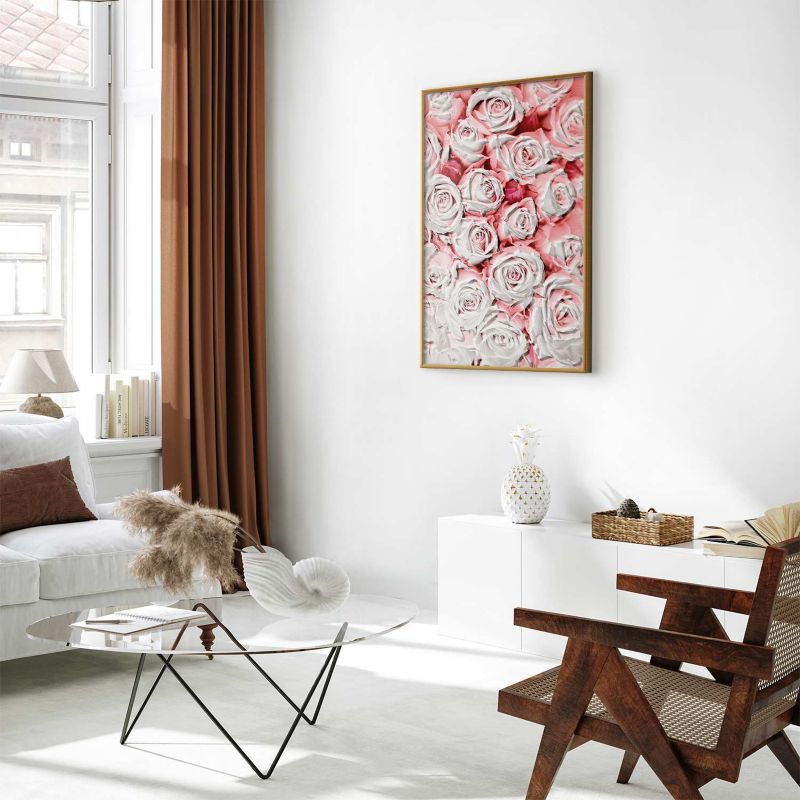Plakat Artgeist Białe róże 21x30 cm z ramą złotą 1 szt