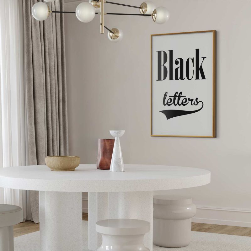 Plakat Artgeist Black letters 40x60 cm z ramą złotą 1 szt