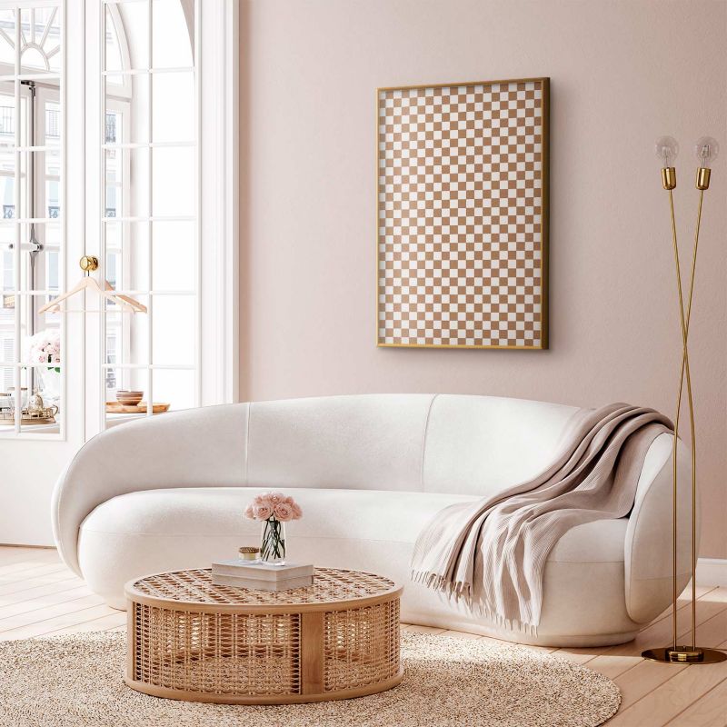 Plakat Artgeist Brązowa geometria 60x90 cm z ramą złotą 1 szt