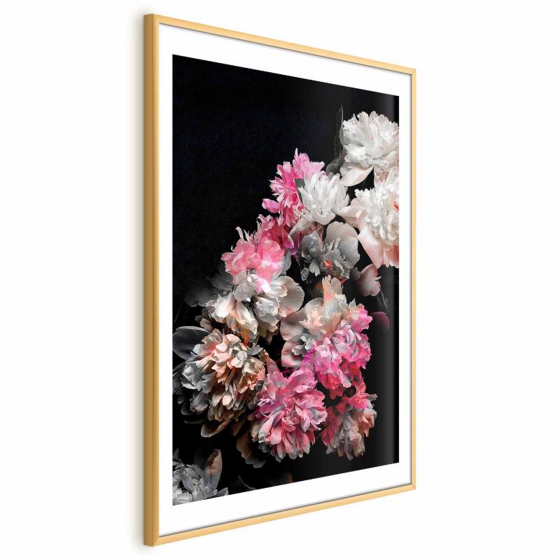 Plakat Artgeist Bukiet w mroku 21x30 cm z ramą złotą 1 szt