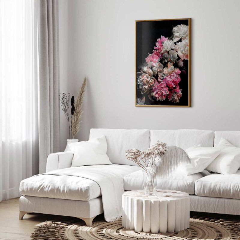 Plakat Artgeist Bukiet w mroku 40x60 cm z ramą złotą 1 szt