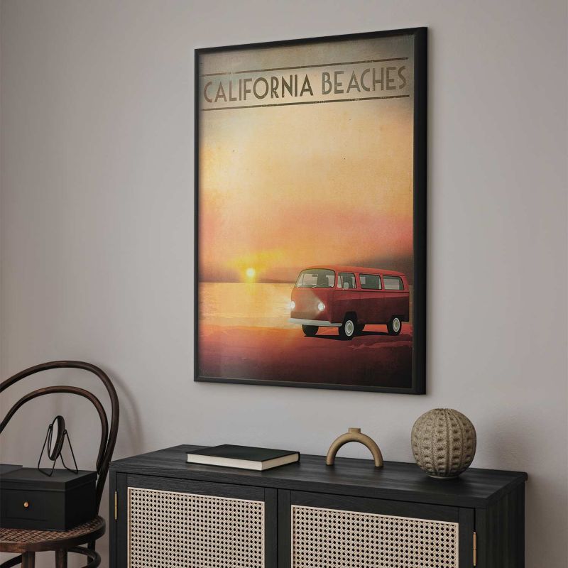 Plakat Artgeist California Beaches 29,7x42 cm z ramą czarną 1 szt