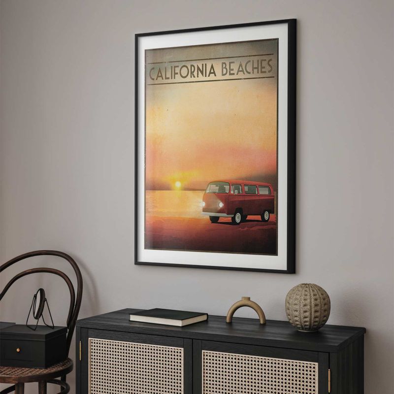 Plakat Artgeist California Beaches 29,7x42 cm z ramą czarną 1 szt