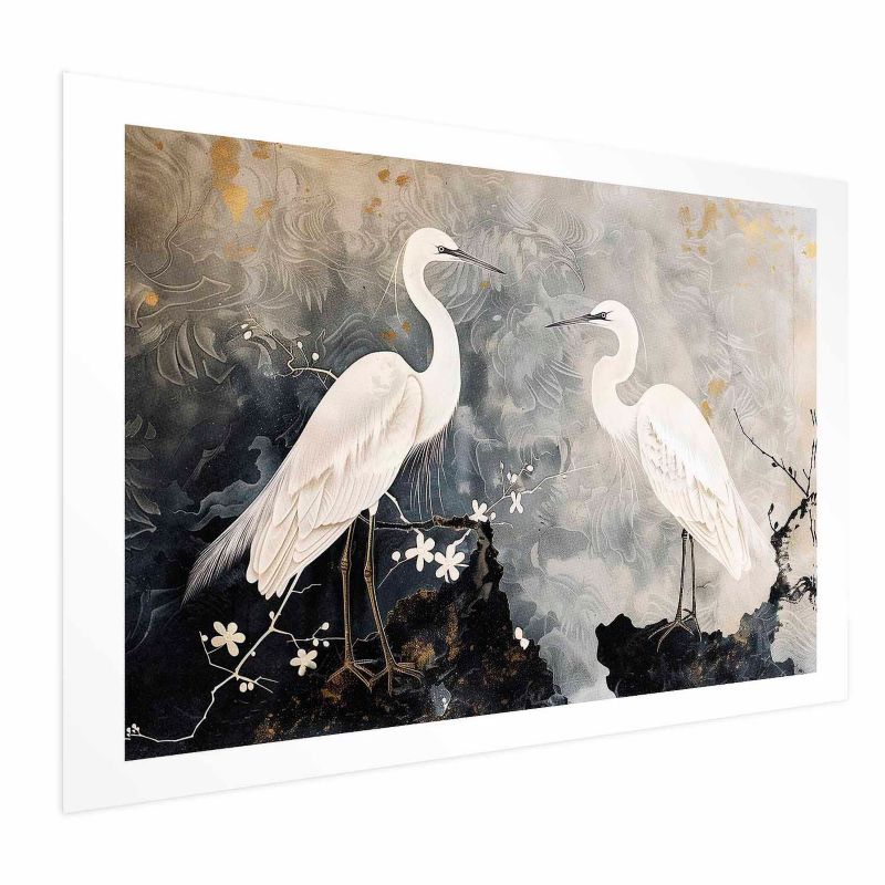 Plakat Artgeist Czaple i kwiat wiśni 30x21 cm bez ramy 1 szt
