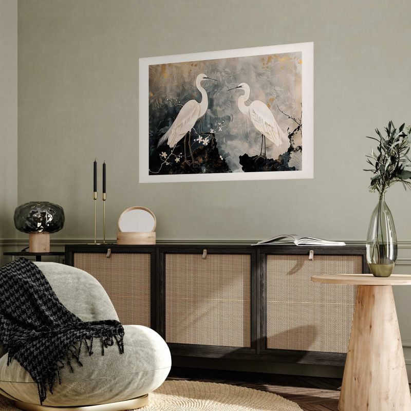 Plakat Artgeist Czaple i kwiat wiśni 42x29,7 cm bez ramy 1 szt