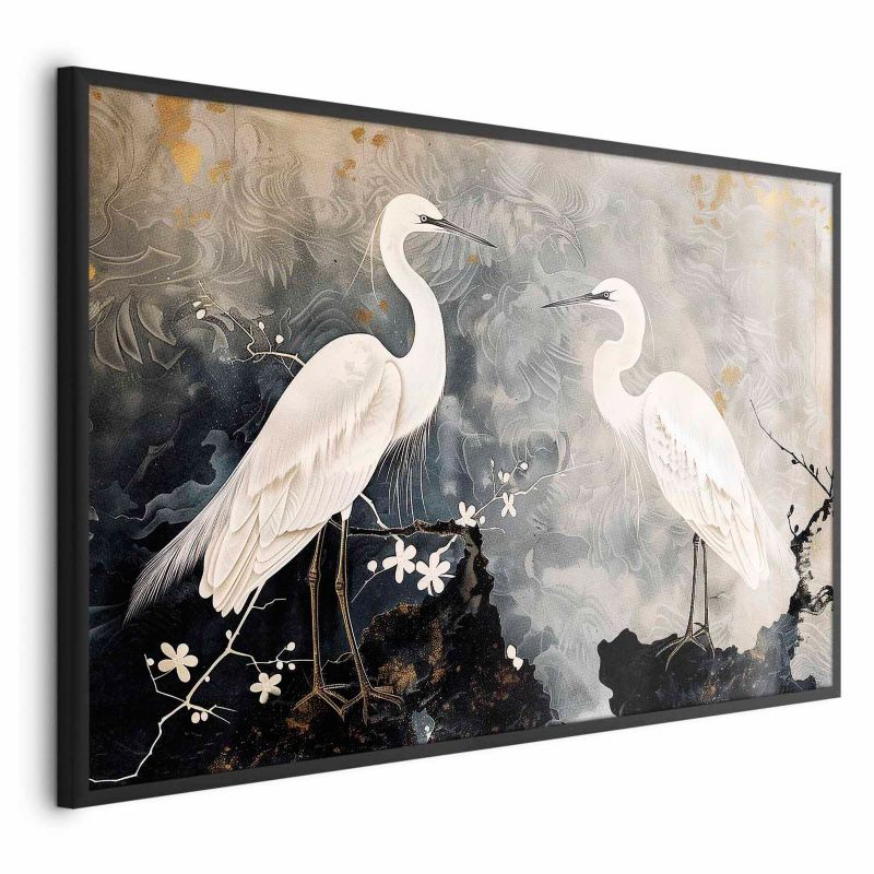 Plakat Artgeist Czaple i kwiat wiśni 60x40 cm z ramą czarną 1 szt