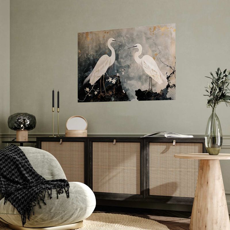 Plakat Artgeist Czaple i kwiat wiśni 90x60 cm bez ramy 1 szt