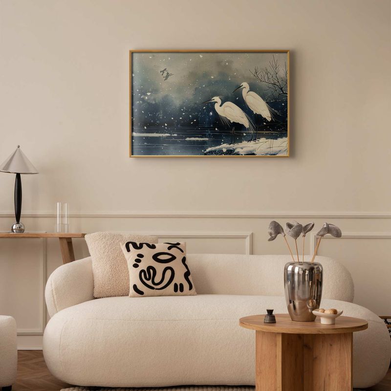 Plakat Artgeist Czaple nad stawem 30x21 cm z ramą złotą 1 szt