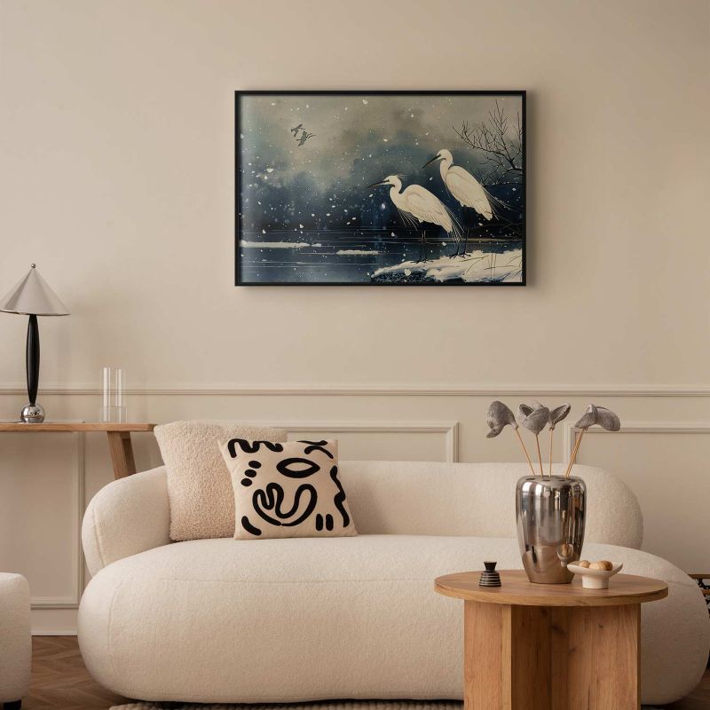 Plakat Artgeist Czaple nad stawem 42x29,7 cm z ramą czarną 1 szt
