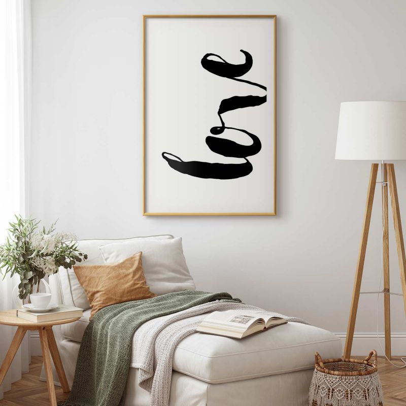 Plakat Artgeist Czarne Love 21x30 cm z ramą złotą 1 szt