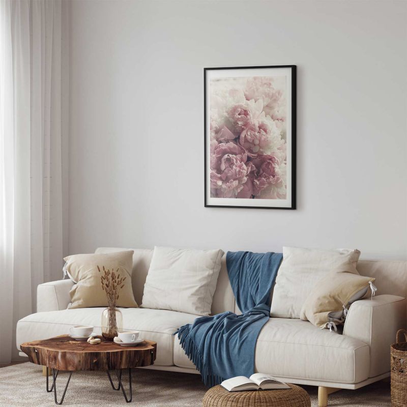 Plakat Artgeist Delikatne piwonie 40x60 cm z ramą czarną 1 szt