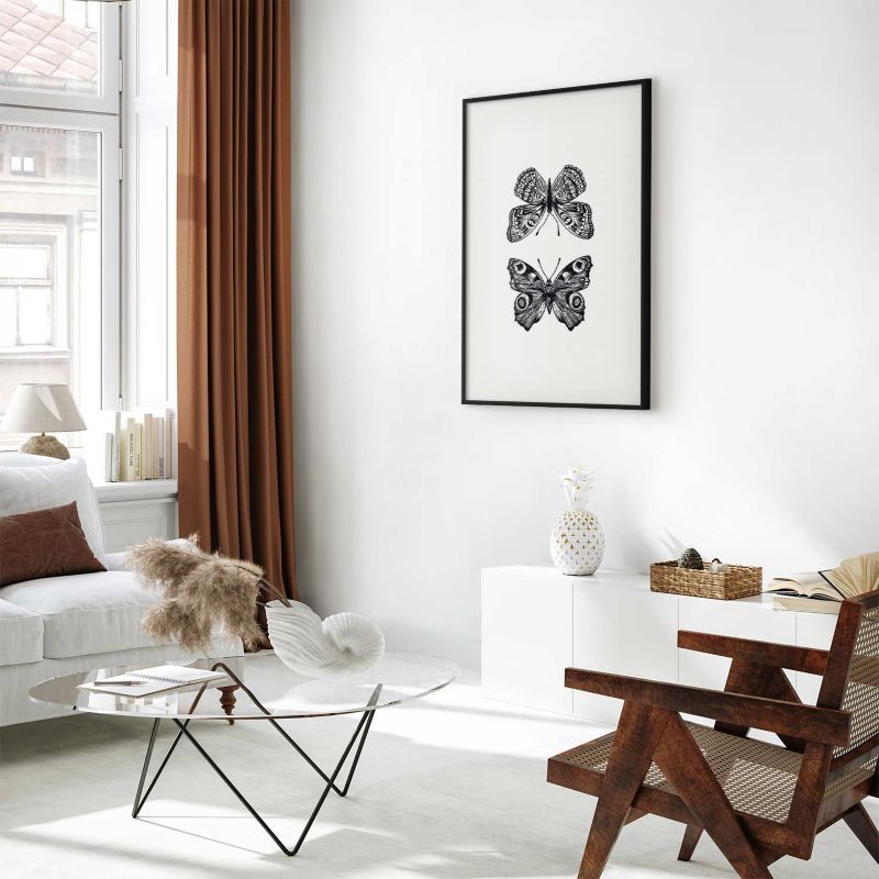 Plakat Artgeist Dwa motyle 29,7x42 cm z ramą czarną 1 szt