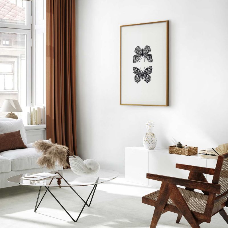 Plakat Artgeist Dwa motyle 60x90 cm z ramą złotą 1 szt