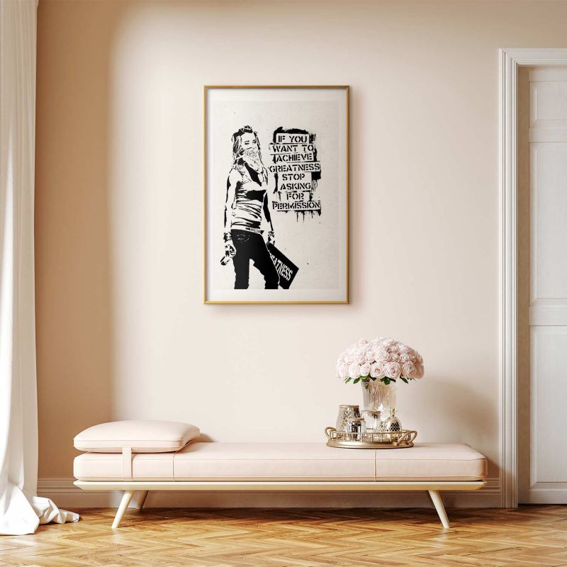 Plakat Artgeist Dziewczyna z graffiti 40x60 cm z ramą złotą 1 szt