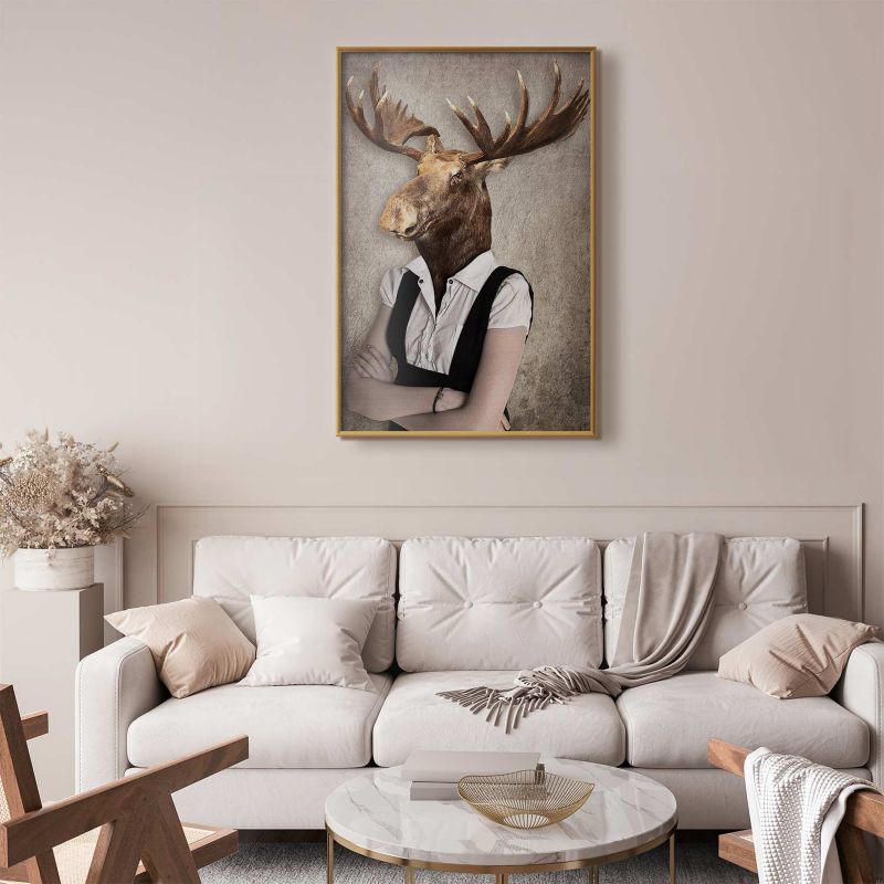 Plakat Artgeist Łebski łoś 60x90 cm z ramą złotą 1 szt