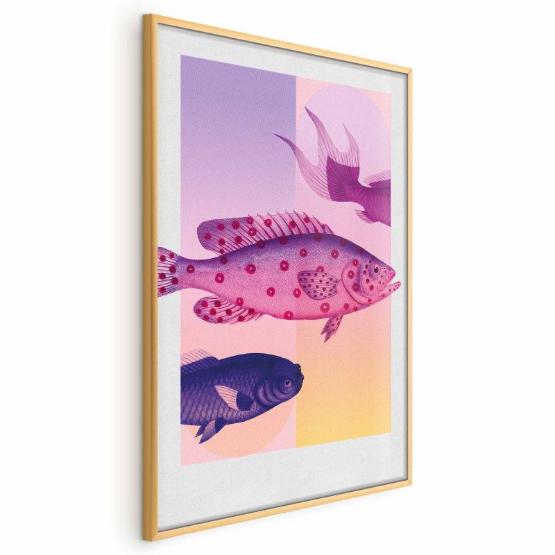 Plakat Artgeist Fantazyjne Ryby 60x90 cm z ramą złotą 1 szt