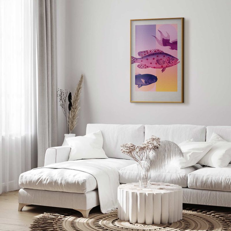 Plakat Artgeist Fantazyjne Ryby 60x90 cm z ramą złotą 1 szt