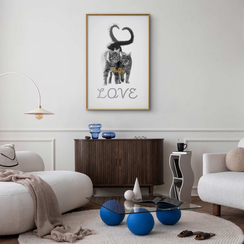 Plakat Artgeist Fluffy Love 29,7x42 cm z ramą złotą 1 szt