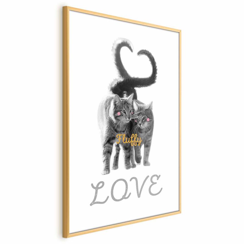 Plakat Artgeist Fluffy Love 60x90 cm z ramą złotą 1 szt
