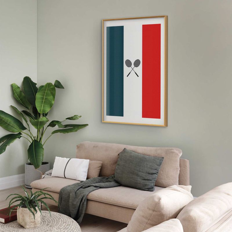 Plakat Artgeist Francja i badminton 21x30 cm z ramą złotą 1 szt