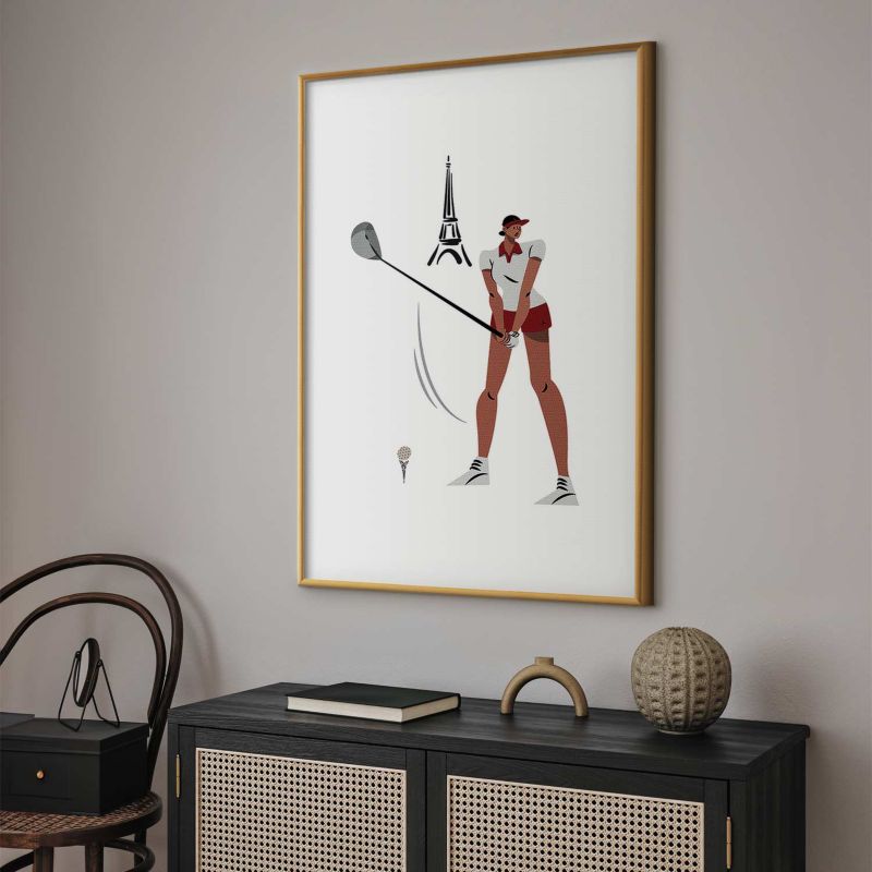 Plakat Artgeist Francuska golfistka 21x30 cm z ramą złotą 1 szt