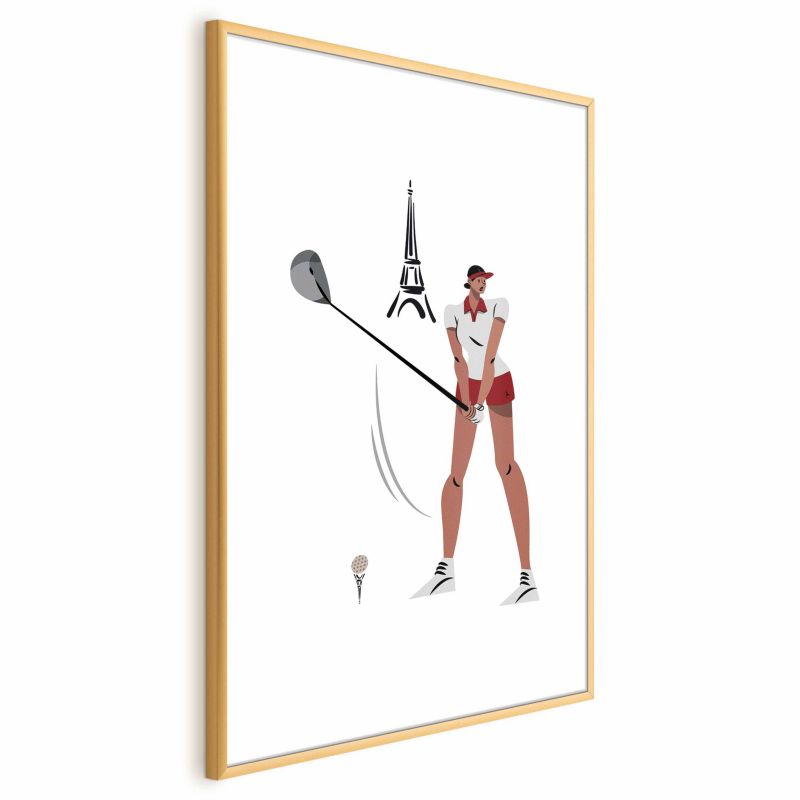 Plakat Artgeist Francuska golfistka 29,7x42 cm z ramą złotą 1 szt