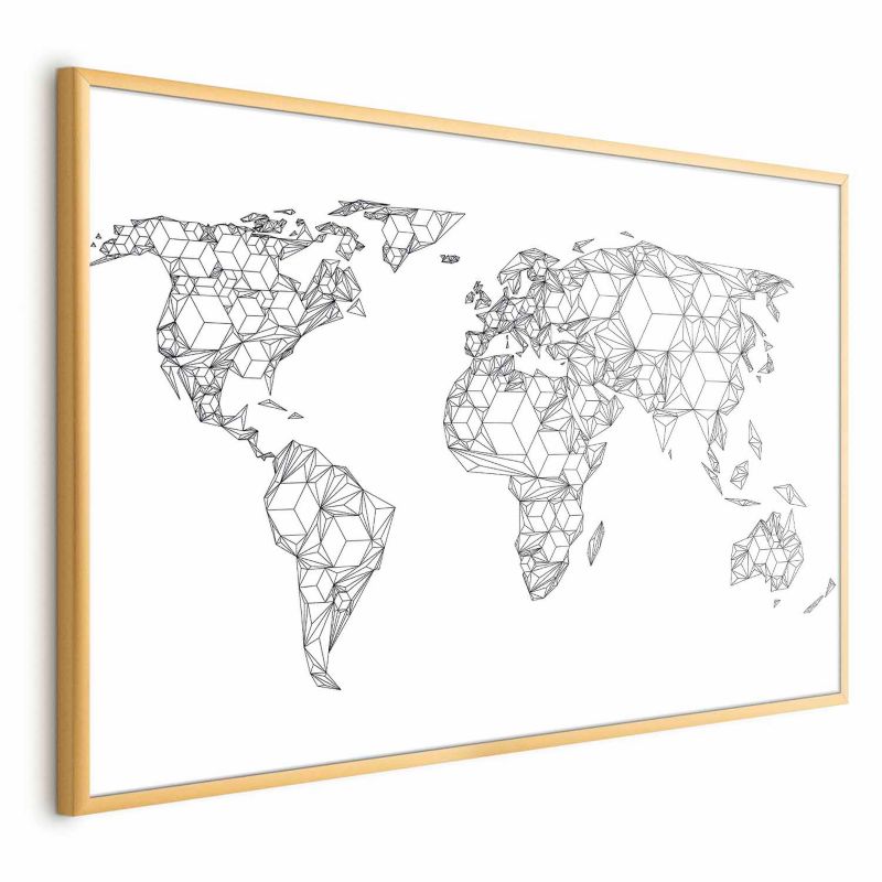 Plakat Artgeist Geometryczna mapa 60x40 cm z ramą złotą 1 szt