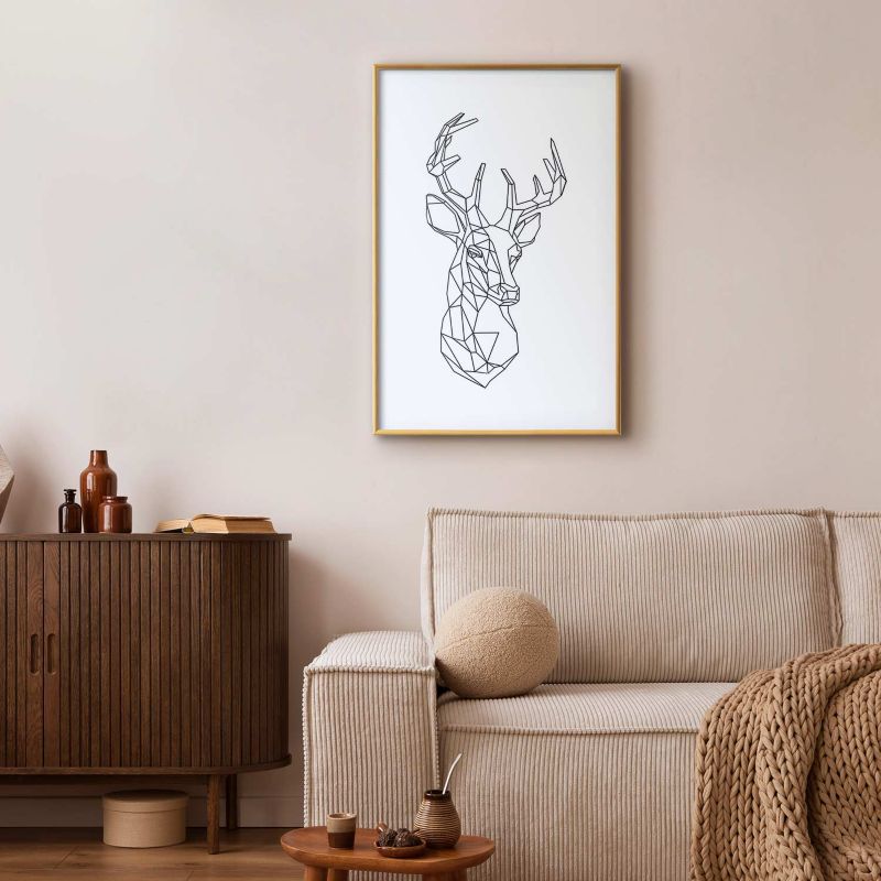 Plakat Artgeist Geometryczny jeleń 21x30 cm z ramą złotą 1 szt
