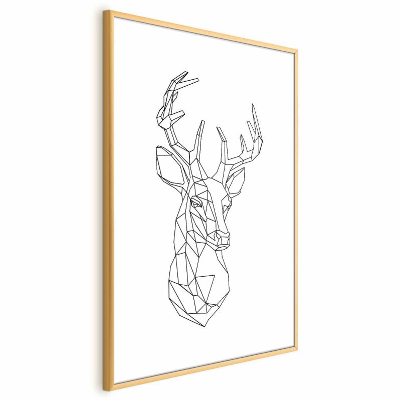 Plakat Artgeist Geometryczny jeleń 40x60 cm z ramą złotą 1 szt