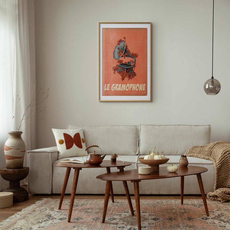 Plakat Artgeist Gramofon 60x90 cm z ramą złotą 1 szt