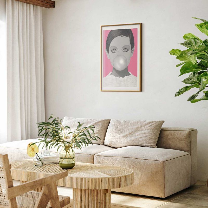 Plakat Artgeist Guma balonowa 21x30 cm z ramą złotą 1 szt