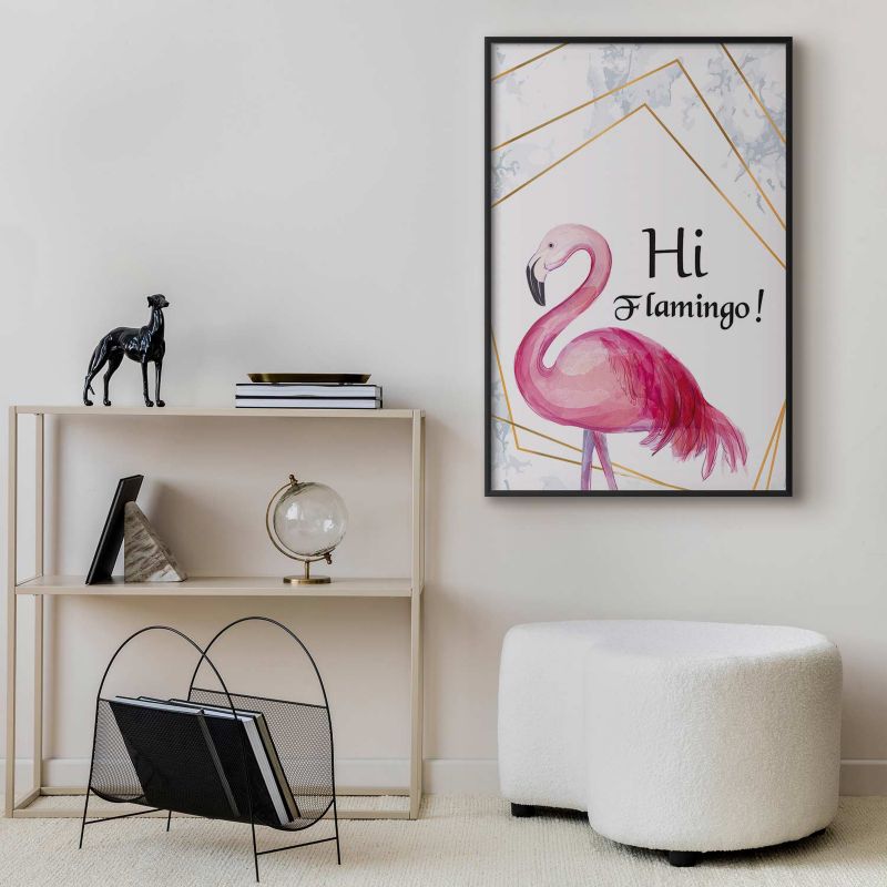Plakat Artgeist Hi flamingo 60x90 cm z ramą czarną 1 szt