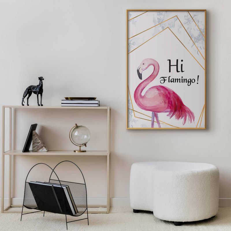Plakat Artgeist Hi flamingo 60x90 cm z ramą złotą 1 szt