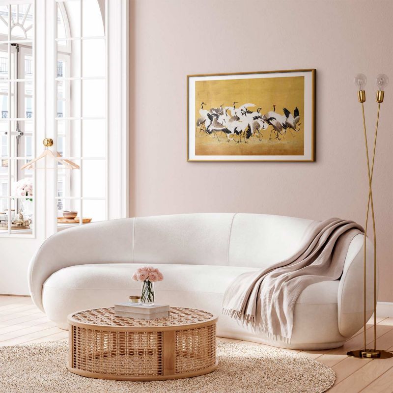 Plakat Artgeist Japońskie żurawie 42x29,7 cm z ramą złotą 1 szt
