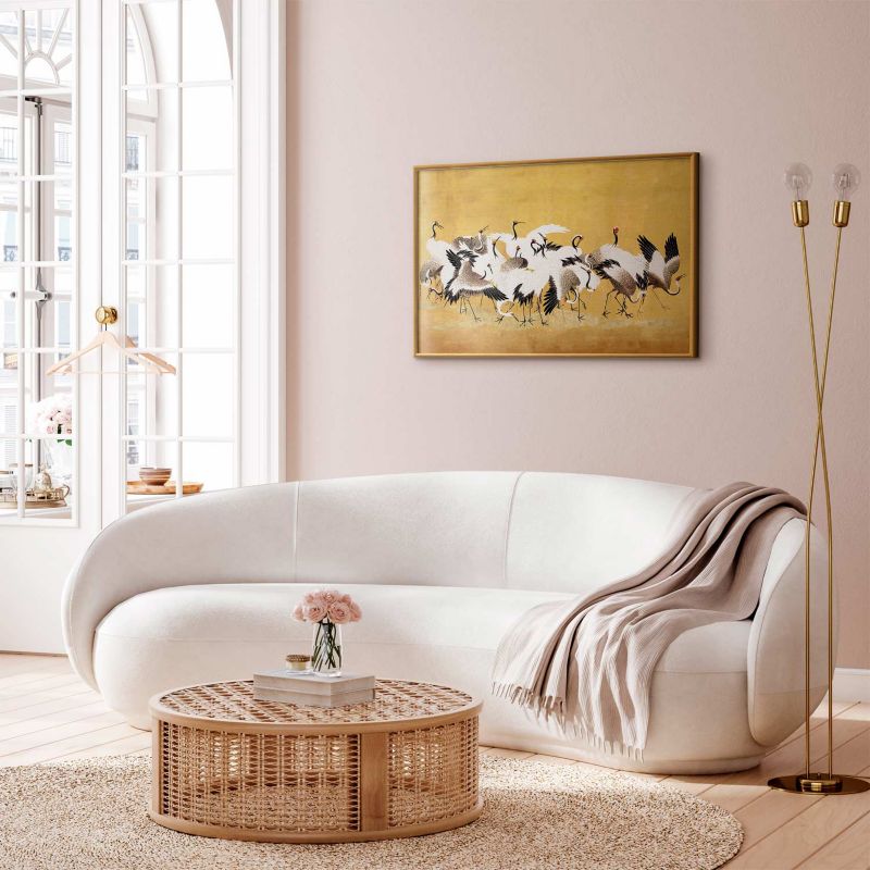 Plakat Artgeist Japońskie żurawie 60x40 cm z ramą złotą 1 szt