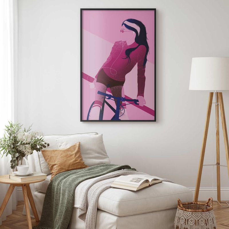 Plakat Artgeist Kobieta na rowerze 21x30 cm z ramą czarną 1 szt