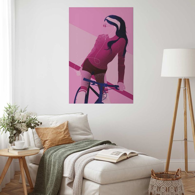 Plakat Artgeist Kobieta na rowerze 40x60 cm bez ramy 1 szt